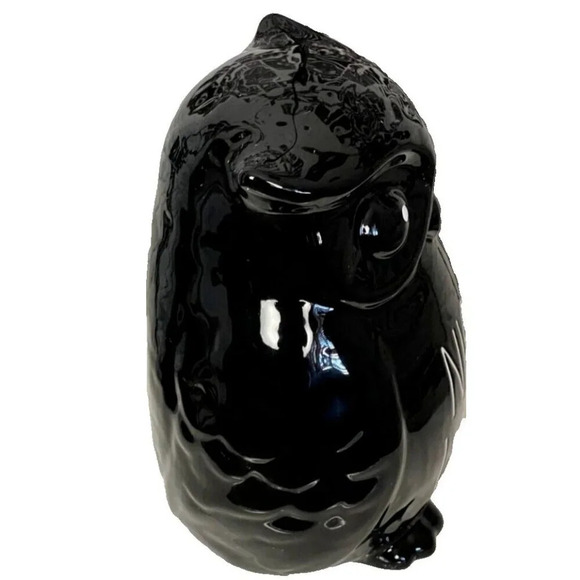 Rae Dunn Black Ceramic White Text Etched "Night Watch" Owl Figurine - Picture 3 of 5